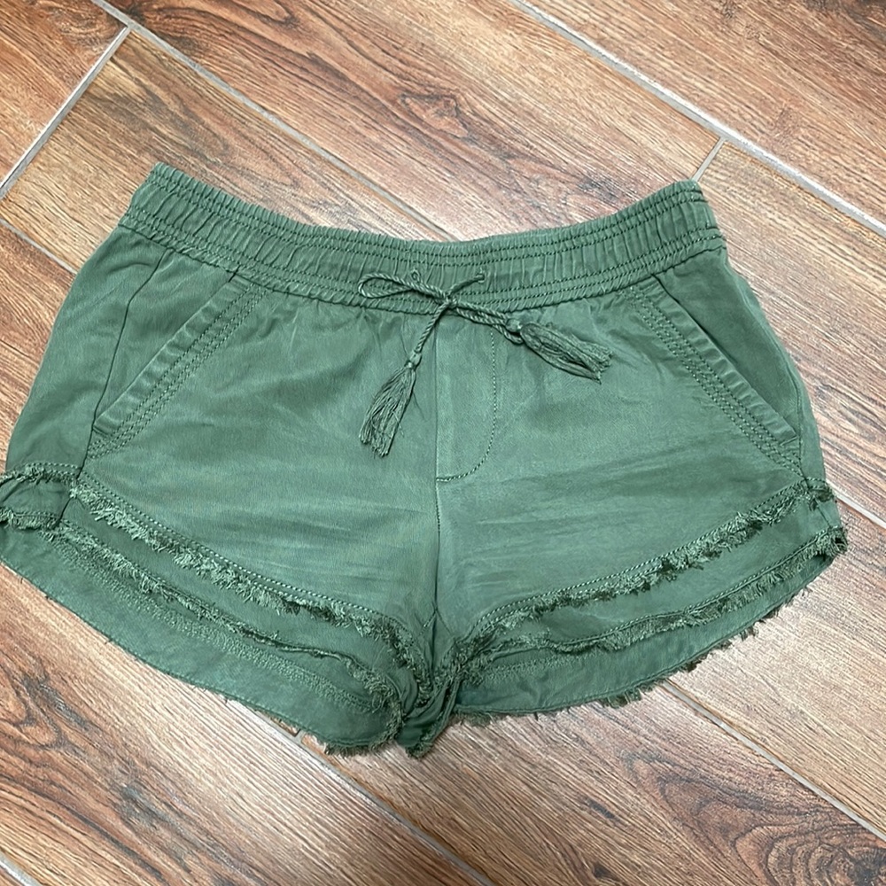 LOFT Army Green Boho Style Tassel Shorts, Size: XS